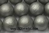 CSB2493 15.5 inches 10mm round matte wrinkled shell pearl beads