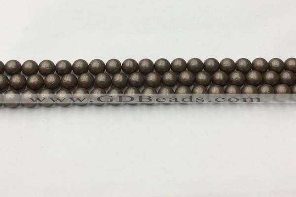 CSB2510 15.5 inches 4mm round matte wrinkled shell pearl beads