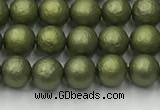 CSB2520 15.5 inches 4mm round matte wrinkled shell pearl beads