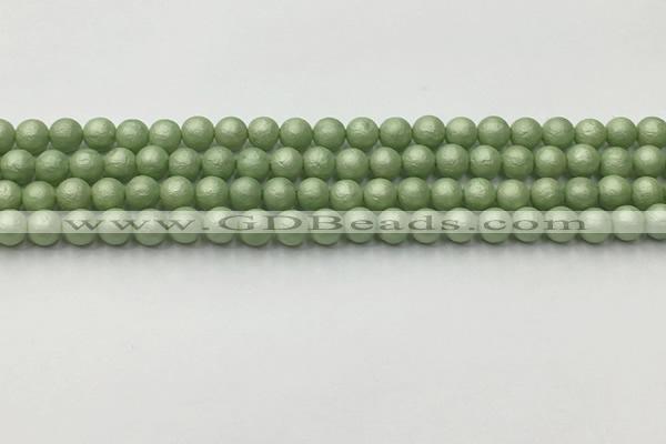 CSB2530 15.5 inches 4mm round matte wrinkled shell pearl beads