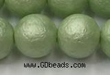 CSB2536 15.5 inches 16mm round matte wrinkled shell pearl beads