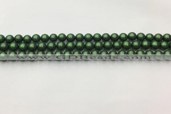 CSB2540 15.5 inches 4mm round matte wrinkled shell pearl beads