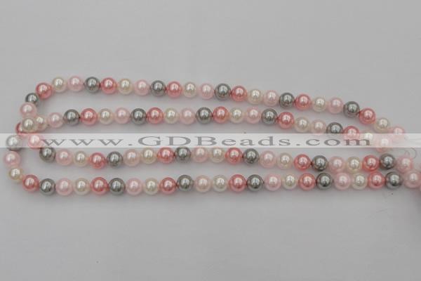 CSB303 15.5 inches 8mm round mixed color shell pearl beads