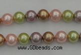 CSB306 15.5 inches 8mm round mixed color shell pearl beads