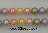 CSB309 15.5 inches 8mm round mixed color shell pearl beads