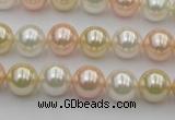 CSB320 15.5 inches 10mm round mixed color shell pearl beads