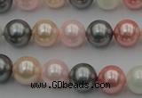 CSB326 15.5 inches 10mm round mixed color shell pearl beads