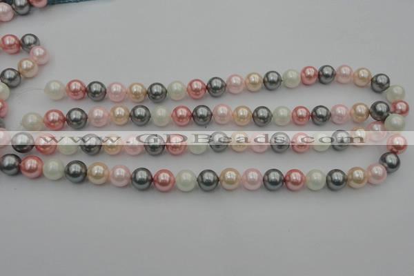 CSB326 15.5 inches 10mm round mixed color shell pearl beads