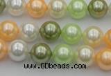 CSB328 15.5 inches 10mm round mixed color shell pearl beads