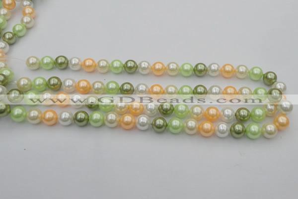 CSB328 15.5 inches 10mm round mixed color shell pearl beads