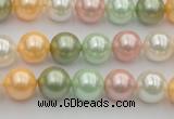 CSB329 15.5 inches 10mm round mixed color shell pearl beads