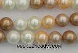 CSB332 15.5 inches 10mm round mixed color shell pearl beads