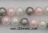 CSB335 15.5 inches 10mm round mixed color shell pearl beads