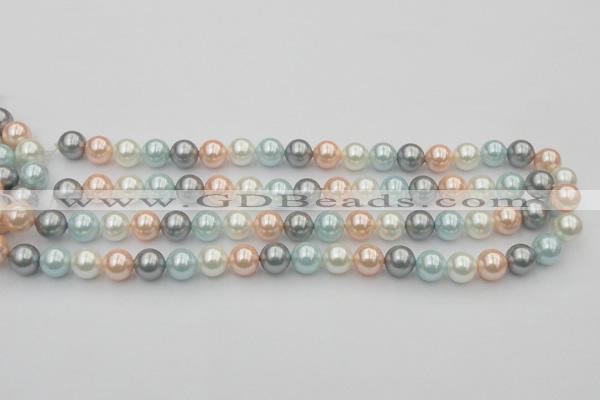 CSB336 15.5 inches 10mm round mixed color shell pearl beads