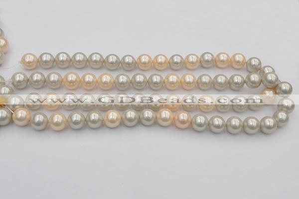 CSB351 15.5 inches 12mm round mixed color shell pearl beads