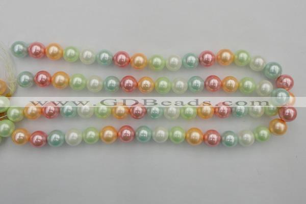 CSB353 15.5 inches 12mm round mixed color shell pearl beads