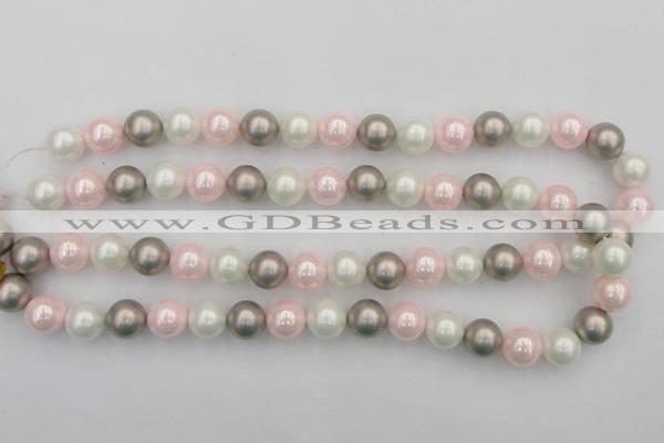 CSB356 15.5 inches 12mm round mixed color shell pearl beads