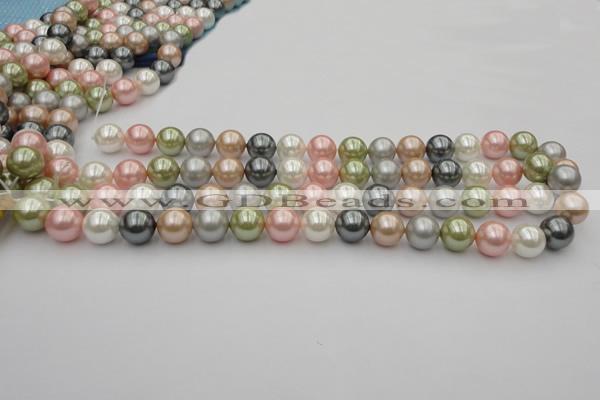 CSB357 15.5 inches 12mm round mixed color shell pearl beads