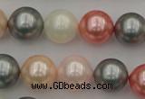 CSB376 15.5 inches 14mm round mixed color shell pearl beads