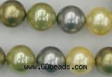 CSB380 15.5 inches 14mm round mixed color shell pearl beads