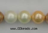 CSB392 15.5 inches 16mm round mixed color shell pearl beads