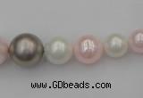 CSB406 15.5 inches 8mm - 16mm round mixed color shell pearl beads