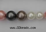 CSB408 15.5 inches 8mm - 16mm round mixed color shell pearl beads