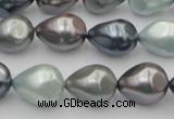 CSB417 12*15.5mm faceted teardrop mixed color shell pearl beads