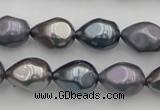 CSB418 12*15.5mm faceted teardrop mixed color shell pearl beads