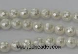 CSB450 15.5 inches 6mm faceted round shell pearl beads