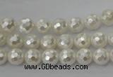 CSB451 15.5 inches 8mm faceted round shell pearl beads