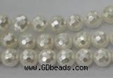 CSB452 15.5 inches 10mm faceted round shell pearl beads