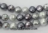 CSB460 15.5 inches 8mm faceted round mixed color shell pearl beads