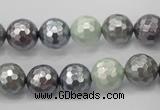 CSB461 15.5 inches 10mm faceted round mixed color shell pearl beads