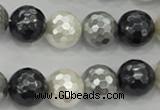 CSB474 15.5 inches 16mm faceted round mixed color shell pearl beads