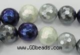 CSB483 15.5 inches 14mm faceted round mixed color shell pearl beads