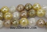 CSB521 15.5 inches 10mm faceted round mixed color shell pearl beads