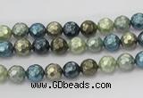 CSB529 15.5 inches 6mm faceted round mixed color shell pearl beads