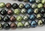 CSB530 15.5 inches 8mm faceted round mixed color shell pearl beads