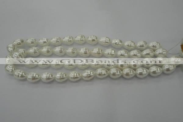 CSB557 15.5 inches 12*15mm whorl teardrop shell pearl beads