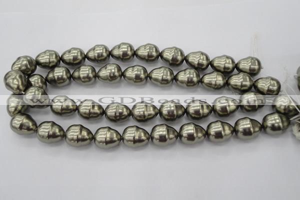 CSB572 15.5 inches 16*19mm whorl teardrop shell pearl beads