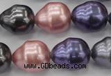 CSB573 15.5 inches 16*19mm whorl teardrop mixed color shell pearl beads