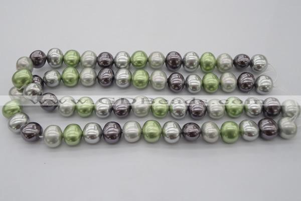 CSB698 15.5 inches 13*15mm oval mixed color shell pearl beads