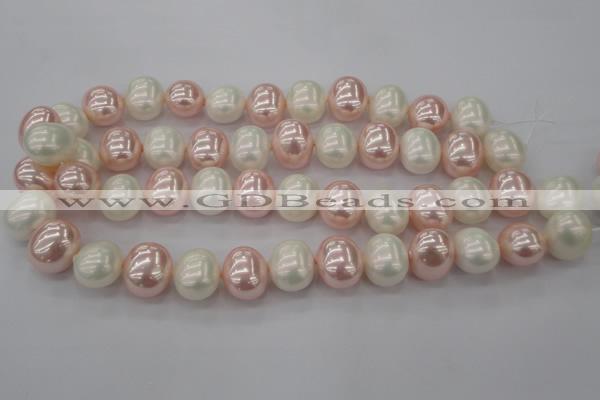 CSB712 15.5 inches 16*19mm oval mixed color shell pearl beads