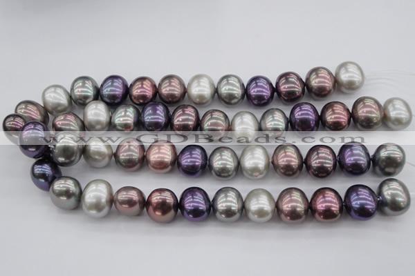 CSB714 15.5 inches 16*19mm oval mixed color shell pearl beads