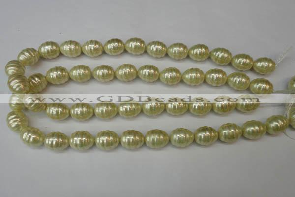 CSB887 15.5 inches 13*16mm whorl teardrop shell pearl beads wholesale