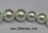 CSB920 15.5 inches 8mm - 14mm round shell pearl beads wholesale