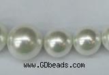 CSB930 15.5 inches 8mm - 16mm round shell pearl beads wholesale