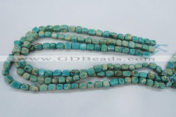 CSE78 15.5 inches 7*9mm nuggets dyed natural sea sediment jasper beads