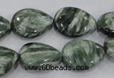 CSH51 15*20mm flat teardrop natural seraphinite gemstone beads